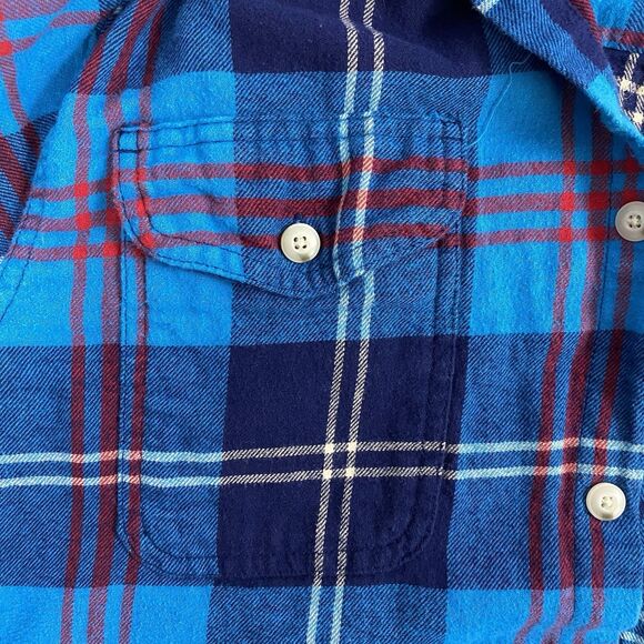 Upcycled Flannel Shirt Womens Large Shacket Ghostface Grunge Scary Movies Blue - Picture 10 of 16